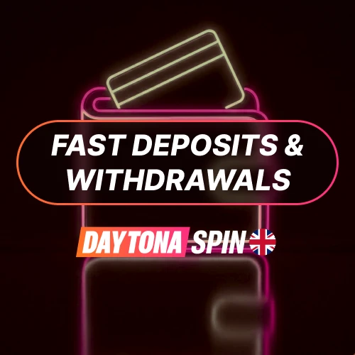 Make fast deposits and withdrawals using the optimized cashier in the Daytona Spin app.