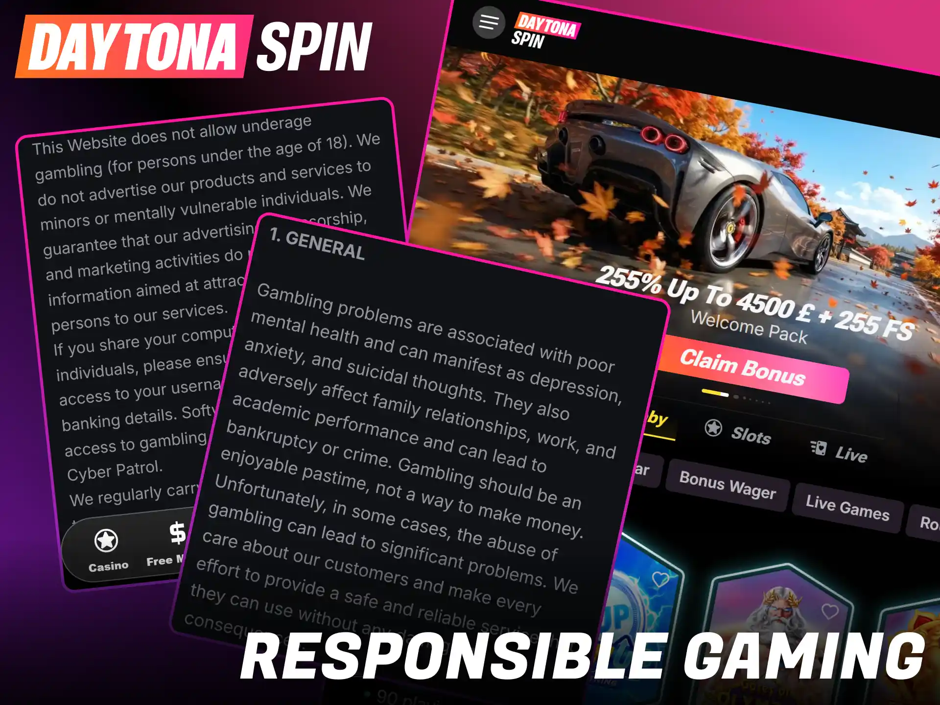 Set personal deposit limits to maintain safe entertainment at Daytona Spin.
